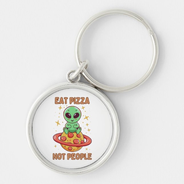 Eat pizza not people key ring (Front)