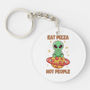 Eat pizza not people key ring