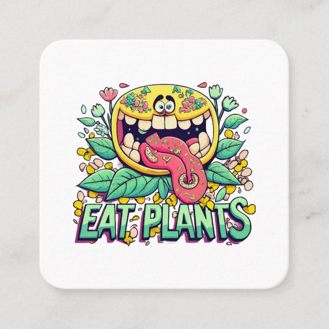 Eat Plants Square Business Card (Front)