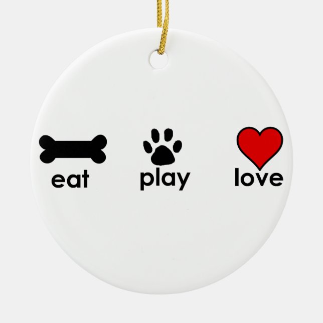 Eat Play Love Ceramic Tree Decoration (Front)