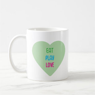 Eat Play Love – Cute Pastel Heart Coffee Mug