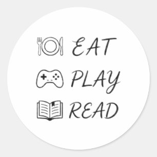eat play read svg classic round sticker