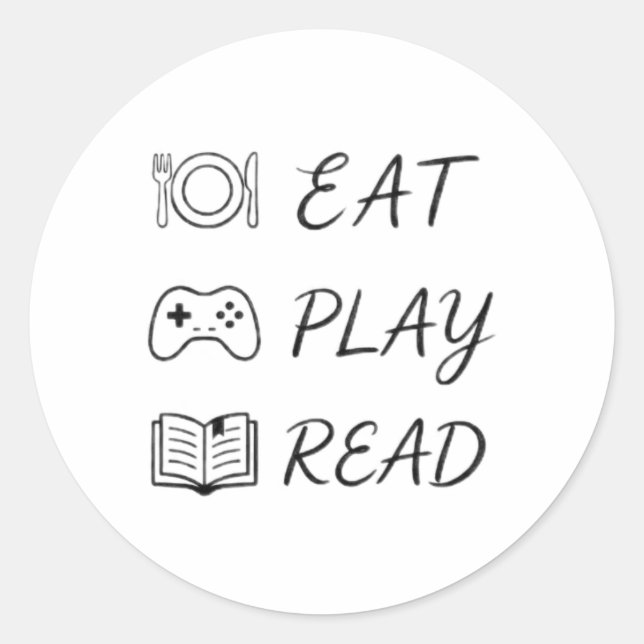 eat play read svg classic round sticker (Front)