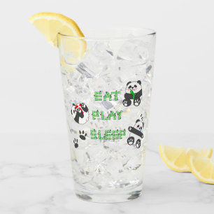 Eat Play Sleep Cute Baby Panda Comfortable Life Glass