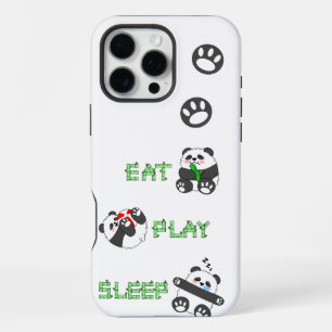 Eat Play Sleep Cute Baby Panda Comfortable Life iPhone 16 Pro Max Case