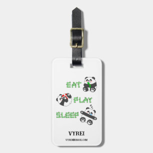 Eat Play Sleep Cute Baby Panda Comfortable Life Luggage Tag