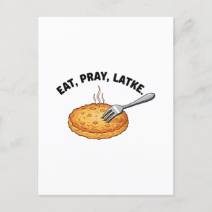 Eat Pray Latke Jewish Hanukkah Latke Lovers  Invitation Postcard
