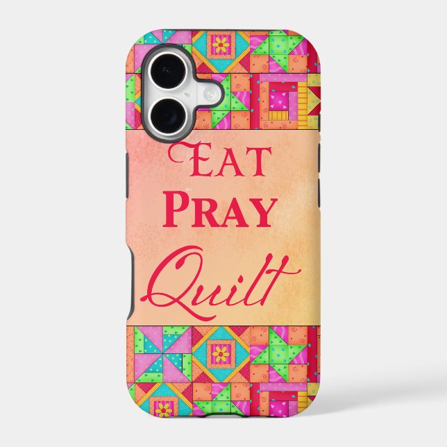 Eat Pray Quilt Colourful Patchwork Block Art (Back)