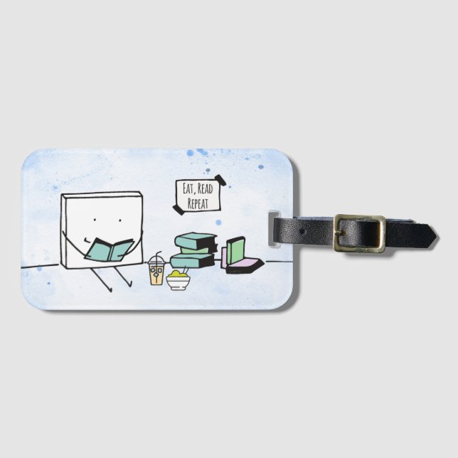 Eat, Read, Repeat Book Lover Luggage Tag (Front Horizontal)