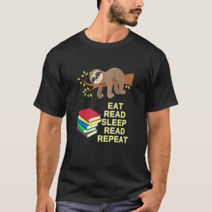 Eat Read Sleep Read Repeat Sloth Reading Program T-Shirt