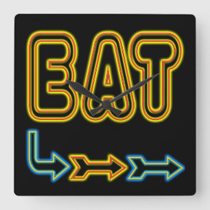 Eat Retro Neon Art Kitchen Wall Clock