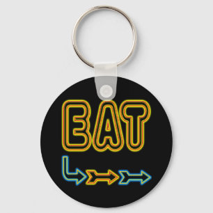 Eat Retro Neon Sign Art Key Ring