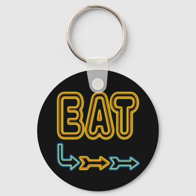 Eat Retro Neon Sign Art Key Ring (Front)