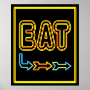 Eat Retro Restaurant Neon Sign Art Print