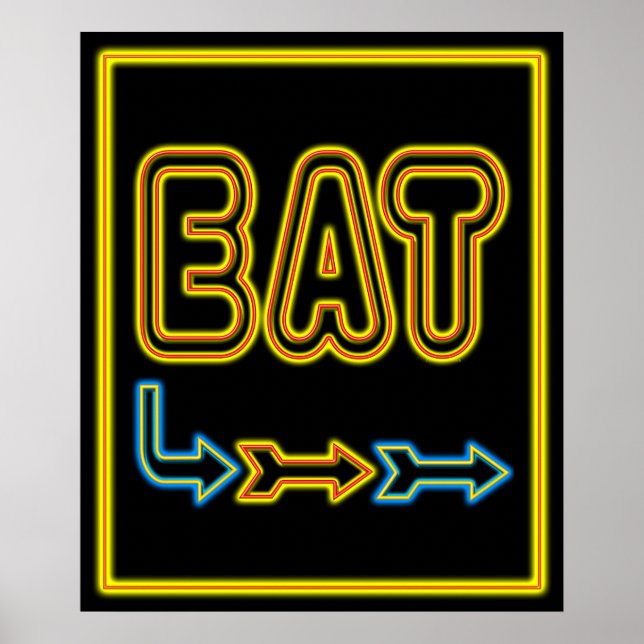 Eat Retro Restaurant Neon Sign Art Print (Front)