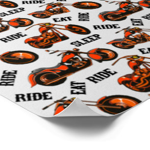 Eat Ride Sleep Repeat Funny Motorcycle Rider Biker Poster