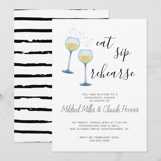 Eat Sip Rehearse - Rehearsal Dinner Invitation (Front/Back)