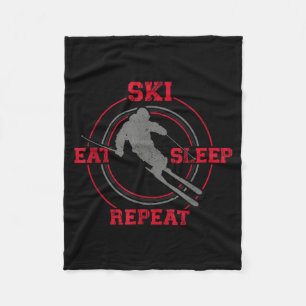 Eat ski sleep repeat skiing fleece blanket