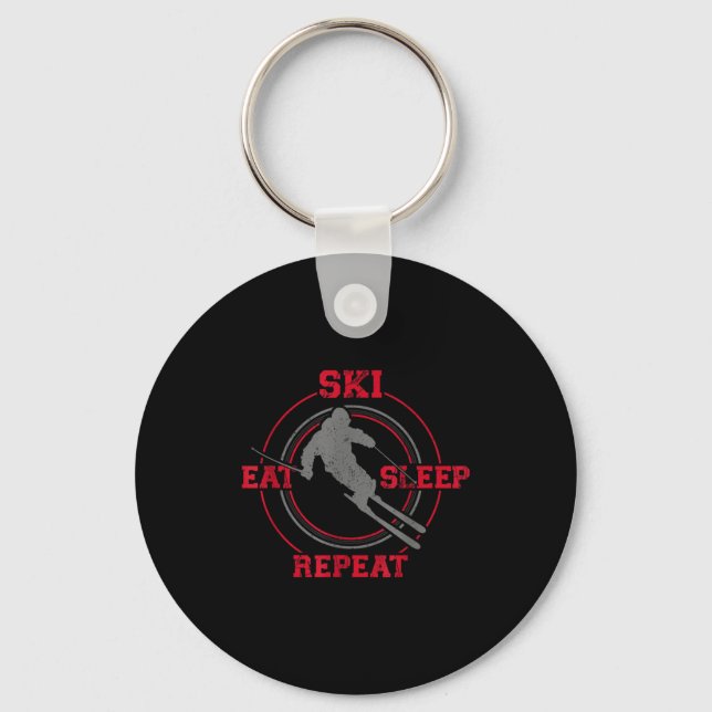 Eat ski sleep repeat skiing  key ring (Front)
