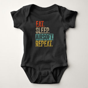Eat sleep airsoft repeat retro vintage baby bodysuit