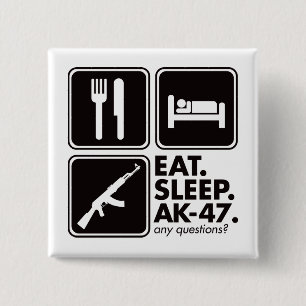 Eat Sleep AK-47 - Black 15 Cm Square Badge