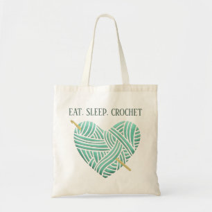 Eat Sleep and Crochet Heart Tote Bag