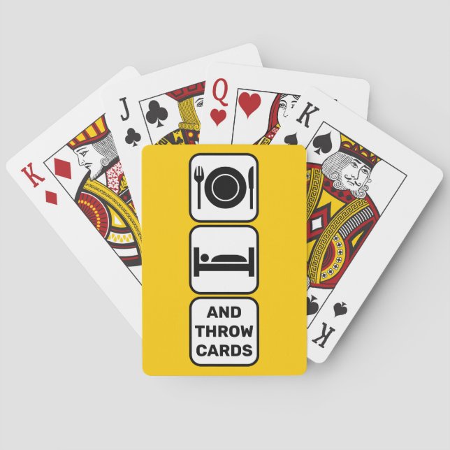 Eat, sleep and throw cards yellow playing cards (Back)