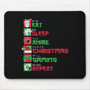 Eat Sleep Anime Gaming Christmas Pajama X-mas Holi Mouse Mat