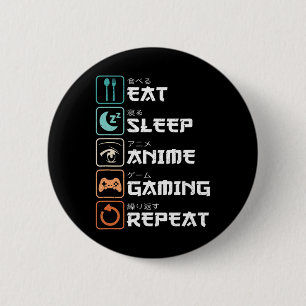 Eat Sleep Anime Gaming Repeat Fun Otaku Gamer 6 Cm Round Badge