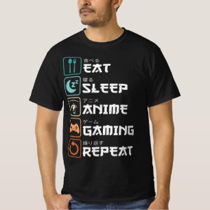Eat Sleep Anime Gaming Repeat Fun Otaku Gamer T-Shirt