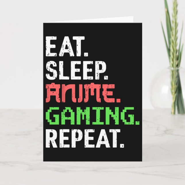 Eat Sleep Anime Gaming Repeat Funny Gamer Anime Vi Card (Front)