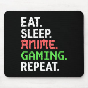 Eat Sleep Anime Gaming Repeat Funny Gamer Anime Vi Mouse Mat