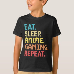 Eat Sleep Anime Gaming Repeat Funny Gamer Anime Vi T-Shirt