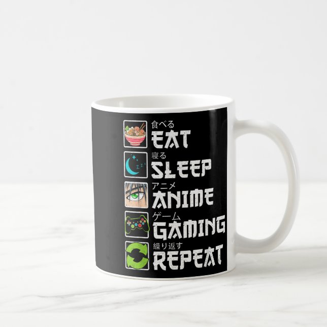 Eat Sleep Anime Gaming Repeat Gamer Men Teen Boy A Coffee Mug (Right)