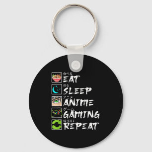 Eat Sleep Anime Gaming Repeat Gamer Men Teen Boy A Key Ring