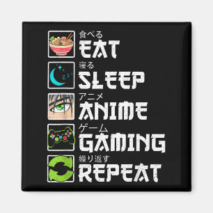 Eat Sleep Anime Gaming Repeat Gamer Men Teen Boy A Magnet