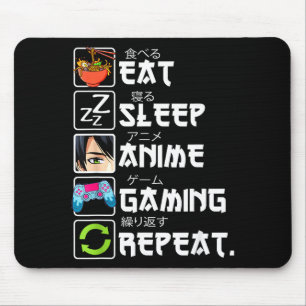 Eat Sleep Anime Gaming Repeat Gamer Men Teen Boy A Mouse Mat