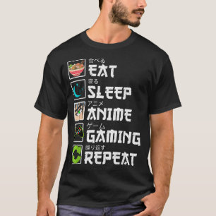 Eat Sleep Anime Gaming Repeat Gamer Men Teen Boy A T-Shirt