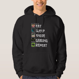 Eat Sleep Anime Gaming Repeat Gamer Men Teen Boy G Hoodie