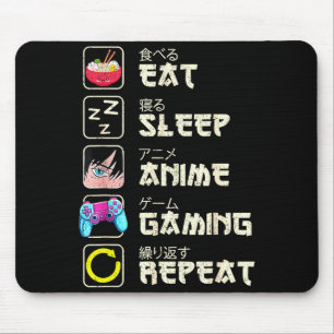Eat Sleep Anime Gaming Repeat Gamer Men Teen Boy G Mouse Mat