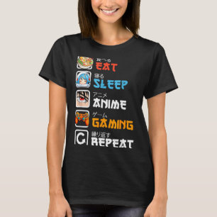 Eat Sleep Anime Gaming Repeat Gamer Men Teen Boy G T-Shirt