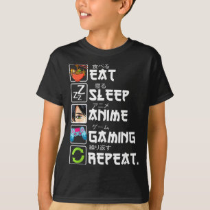 Eat Sleep Anime Gaming Repeat Gamer Men Teen Boy G T-Shirt