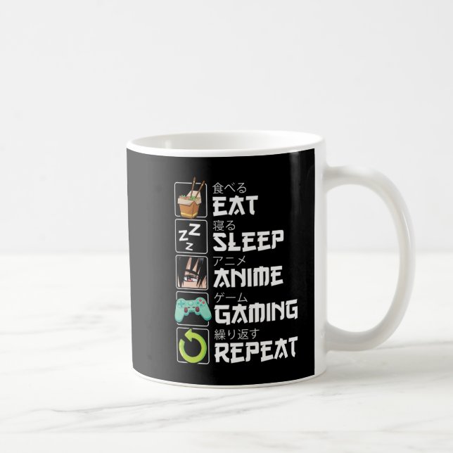 Eat Sleep Anime Gaming Repeat Kawaii Otaku Anime M Coffee Mug (Right)