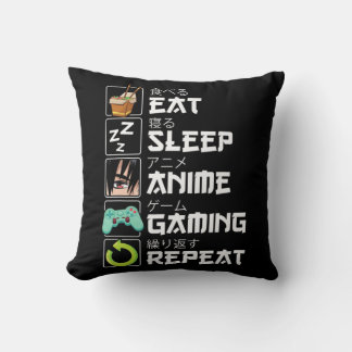 Eat Sleep Anime Gaming Repeat Kawaii Otaku Anime M Cushion
