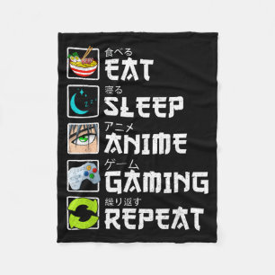 Eat Sleep Anime Gaming Repeat Kawaii Otaku Anime M Fleece Blanket