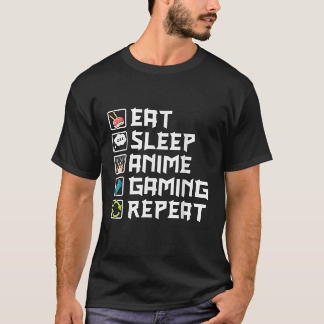 Eat Sleep Anime Gaming Repeat Kawaii Otaku Anime M T-Shirt (Front)