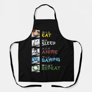 Eat Sleep Anime Gaming Repeat Otaku Gamer Japanese Apron