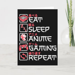 Eat Sleep Anime Gaming Repeat Otaku Gamer Japanese Card