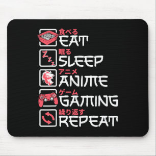 Eat Sleep Anime Gaming Repeat Otaku Gamer Japanese Mouse Mat