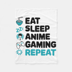 Eat Sleep Anime Gaming Repeat Video Gamer Anime Lo Fleece Blanket